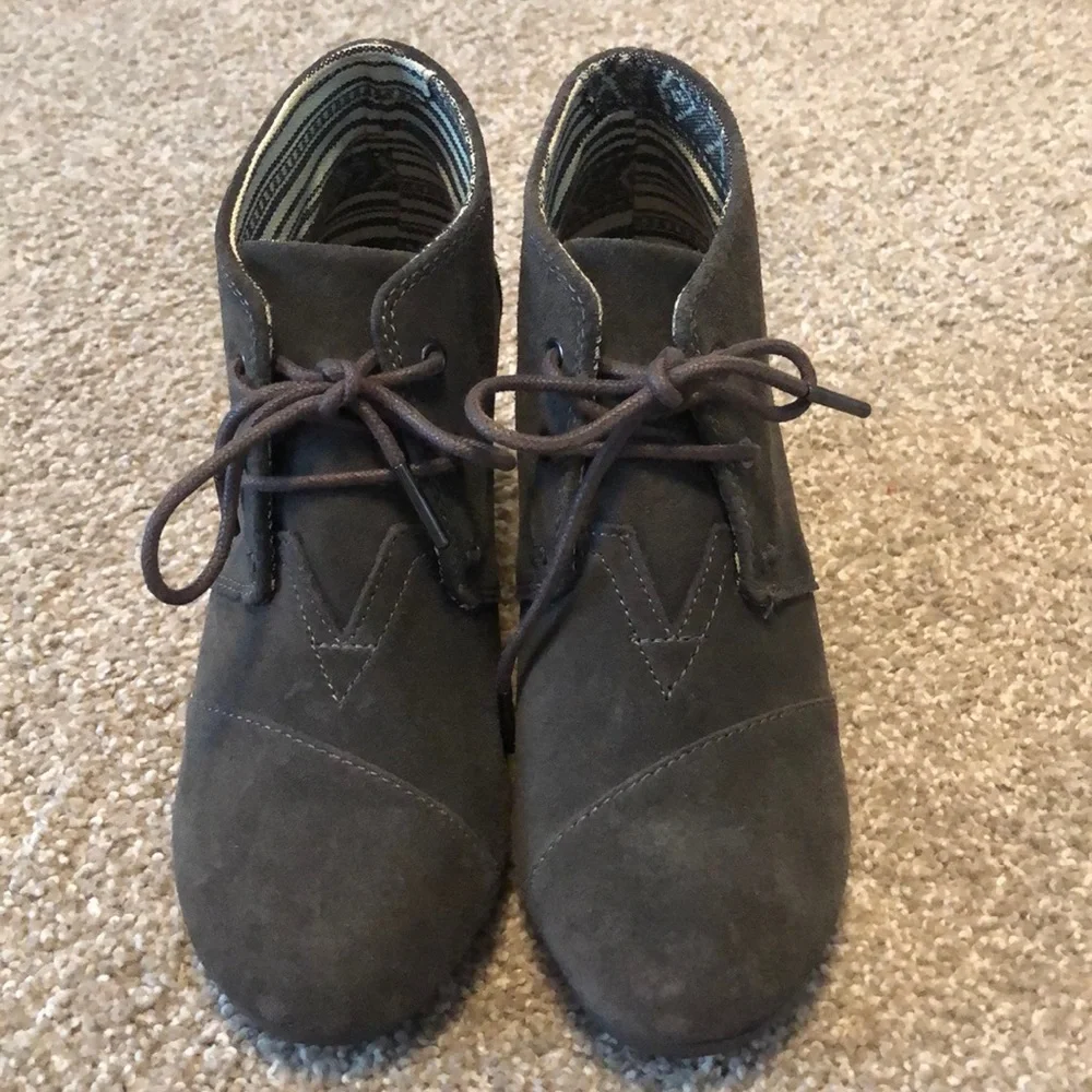 TOMS Grey‎ Wedge Bootie